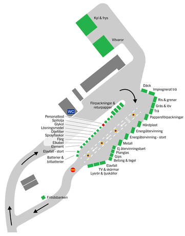 Karta över Rödsta återvinningscentral